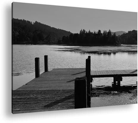 deyoli Splendido ponticello per barche formato: 90 x 60 cm, effetto: bianco e nero, stampa digitale di alta qualità con cornice