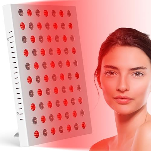 Lámpara de infrarrojos, lámpara de luz roja cara 850nm & 660nm, 70LEDs lámpara de calentamiento por infrarrojos con temporizador y soporte, para la cara y el cuerpo 35W