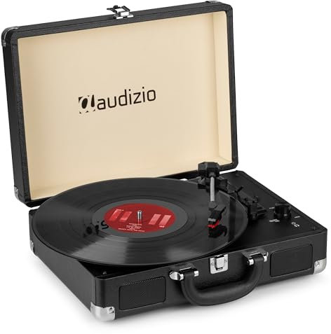 Audizio RP114BK Platine Vinyle Rétro avec Haut-Parleurs Intégrés - Noire, Lecture 33/45 & 78 Tours, Fonction de Numération pour Ordinateur, Idéal pour Écouter Vos Anciens Vinyles Préférés