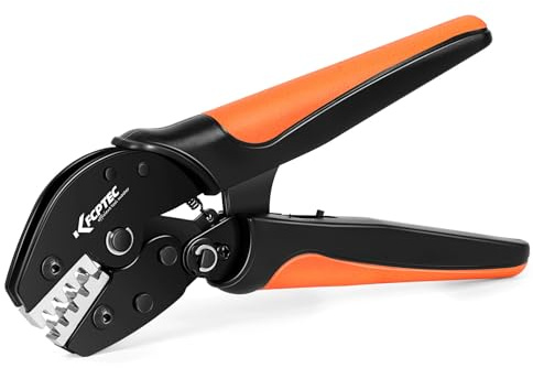 KF CPTEC Crimptång för icke-isolerade kabelskor, oisolerade öppna skaft platt kontakt, 0,25–1,5 mm², kompatibel Dupont-kontakter, Molex, JST-kontakter, TE-, EPCE, SATA-stift