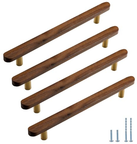 Evionlin 10 maniglie in legno di noce, 16 cm, per armadietti, cassetti, armadi