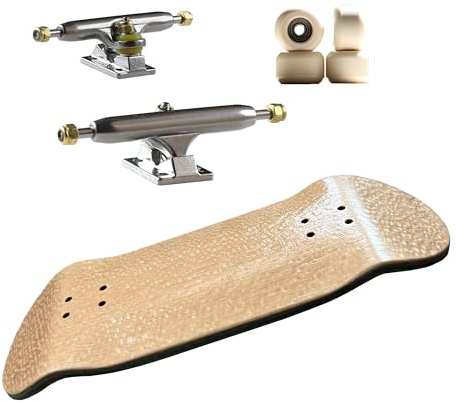 NOAHWOOD 2025 16G Fingerboard Complete (6-Layer Colour Maple Wooden Pro Deep Concave 35 x 97mm Handmade Deck + 34mm Noah ii Truck + Beige Wheels ii) Brown
