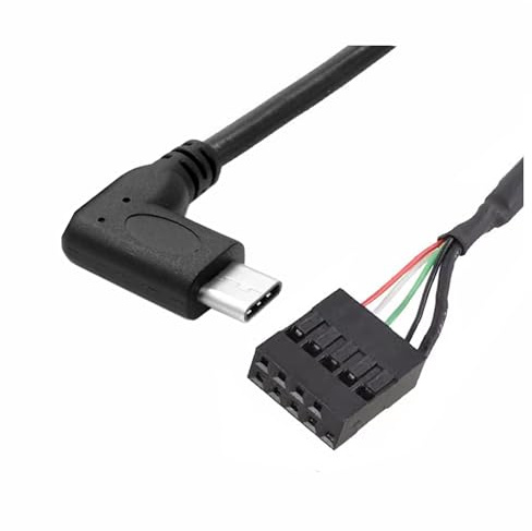 Bolwins C69 USB Kabel Typ-C Stecker auf 9pin 5pin Header Buchse 50cm – Mainboard Adapter Kabel für PC Computer Intern Anschluss, USB-C Geräte, abgewinkelt, Plug & Play, Schwarz