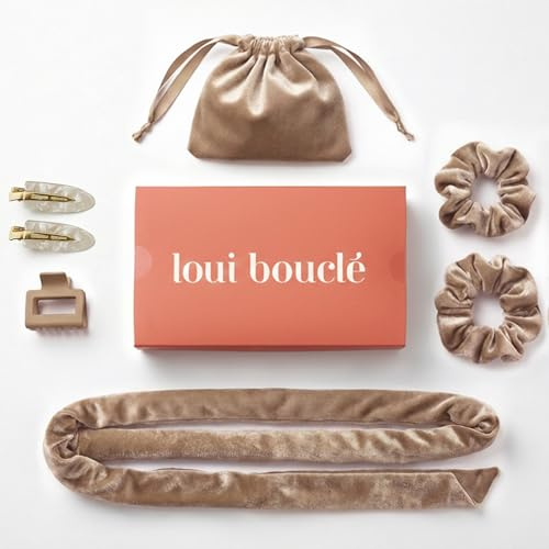 loui bouclé Heatless Curls - Bigoudis pour la nuit sans chaleur - En velours avec clip - Remplissage doux pour de grandes boucles volumineuses - Idéal pour les cheveux longs - Ensemble en mousse moka