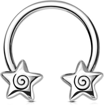 OUFER Septum Rings 16g Septum Jewelry Star Daith Earrings Gothic Tragus Helix Piercing Jewelry for Women Men Steel-10mm
