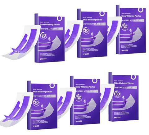 Strisce sbiancanti viola per i denti, appositamente progettate per denti sensibili, rimuovono rapidamente le macchie in 30 minuti, formula sicura e protettiva. 6 pezzi