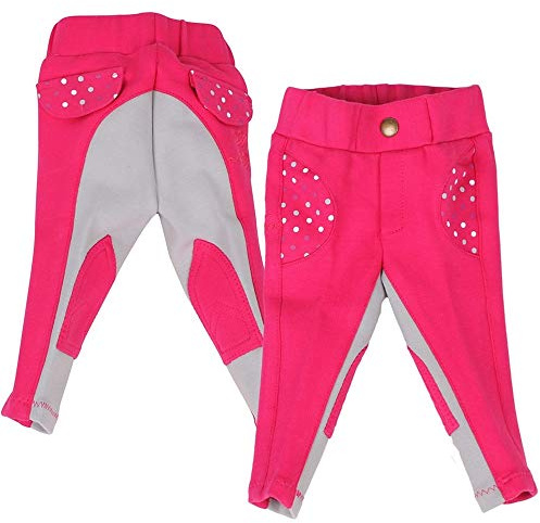 QHP Baby Reithose Junior Mickey Jodhpur - Hosenbein Kniebesatz (Fuchsia, 80)