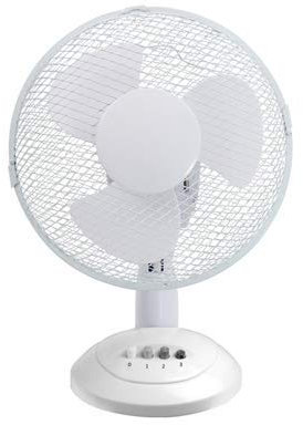 CED Airmaster TF12N 12 inch Oscillating & Tiltable 3 Speed White Desk Fan with easy clean safety grille