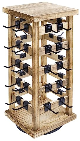 Ikee Design, Espositore per gioielli girevole in legno, con 42 ganci rimovibili e 5 ripiani con barre, ideale per orecchini, color rovere