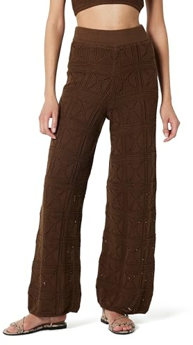 The Drop Diza Pantalon en Crochet à Jambe Évasée à Enfiler pour Femme, Café, Taille XXL