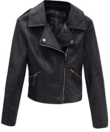 Arestory Women Biker Jacket Faux Leather Jackets Clearance Ladies Long Sleeve Zip Up Motorcycle Coat Short PU Moto Outwear Solid Color Coats Zipper Slim Fit Casual Windproof Waterproof Cardigan