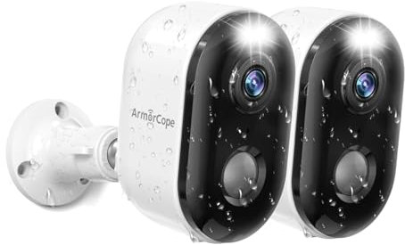 Armorcope Security Cameras Wireless Outdoor, Battery Powered 2k Color Night Vision, AI Motion Detection, IP66 Weatherproof, 2-Way Talk, SD/Cloud Storage, 2.4Ghz WiFi Cameras for Home Security(2 Pack)