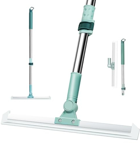 Uixxducc 52cm Wasserschieber Bodenabzieher Duschabzieher, Abzieher Boden mit Teleskopisch Stiel(74-120cm), Wasserabzieher, Fensterabzieher für Holz, Glas, Beton, Fliesen Dusche, WC