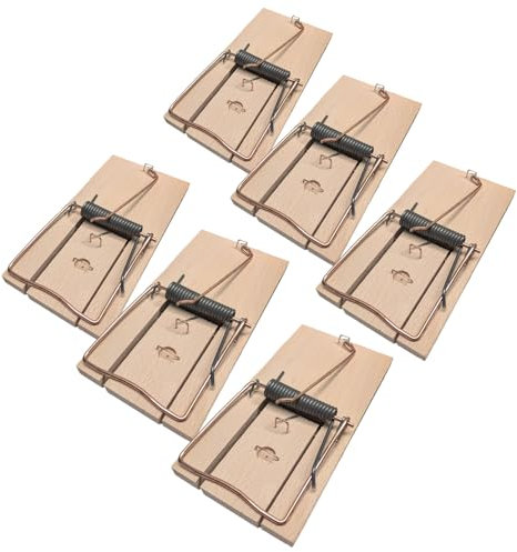 COM-FOUR® 6x råttfälla av trä - snäppfälla för effektiv skadedjursbekämpning - återanvändbar snäppfälla med hög slagkraft (råttfälla 6 stycken)