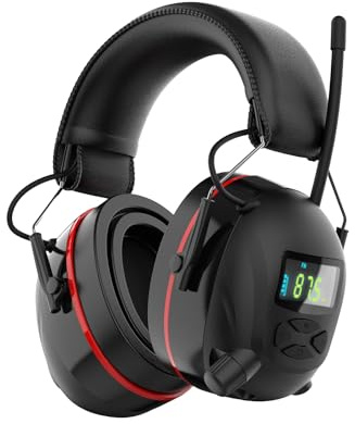 Qozybuds Hearing Protection AM FM Radio Headphones with 2000mAh Rechargeable Battery, 30dB SNR Noise Reduction Safety Earmuffs Protector, Up to 45H Radio Listening Time for Mowing Lawn Work