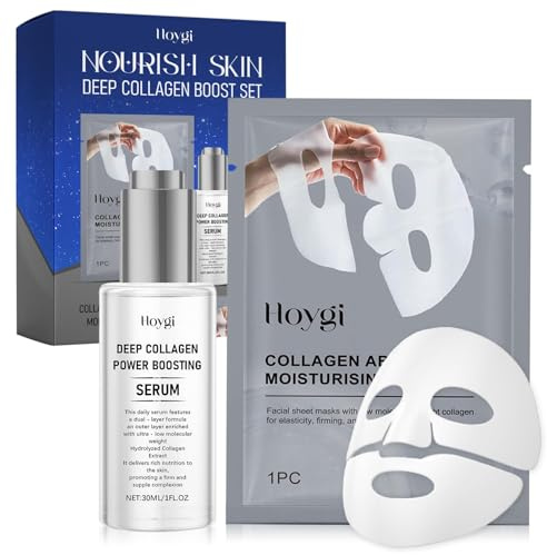 Collage-serum, med collagen mask ansikte, kollagenserum för ansikte med hyaluronsyra, för hydrering, anti-rynk effekt, uppstramande