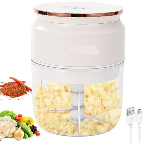 Hachoir à oignon électrique, 300 ml, petit coupe-légumes, avec câble de charge USB, hachoir à viande, multifonction, hachoir à viande, hachoir à légumes, viande, oignon, ail