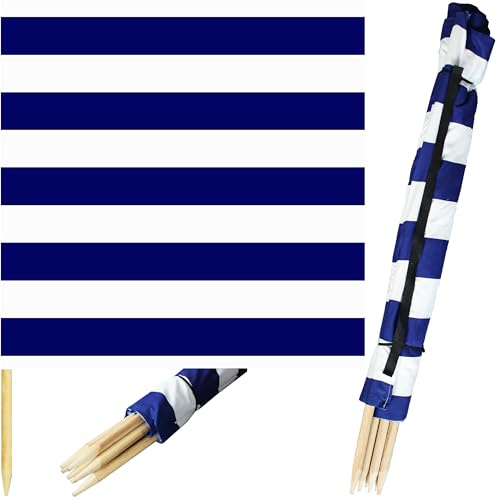 Pullmer Paravento per Spiaggia 16m, Protezione Visiva per Spiaggia, Giardino e Campeggio, Paravento da Spiaggia, Recinzione da Spiaggia (strisce bianco-blu)