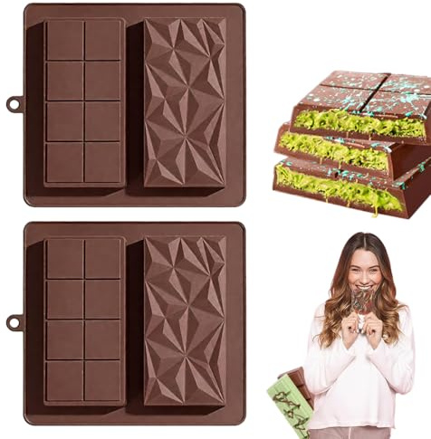 LAKJUOZ 2 Piezas Molde Chocolate Dubai Molde De Silicona Para Dubai Chocolate, Moldes Para Barra De Chocolate Profundos De Silicona Sin Bpa, Solicite Azúcar, Chocolate, Helado, Pastel