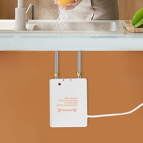 DSYOGX 3500W Elektrischer Warmwasserbereiter, Durchlauferhitzer 230V Untertisch Druckfest Kleindurchlauferhitzer für Küchen, Restaurants, Schulen, Friseursalons, Hotels, Weiß