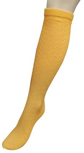 Genérico Calceta Ocre Traje Regional, Talla 39-45, Calcetas Caladas de Colores, Traje Huertano, Traje Fallero, Fiestas de Pueblos, Disfraces, Algodón Calado, Hasta la Rodilla