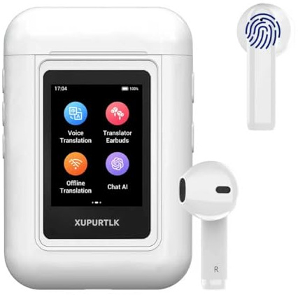 Xupurtlk AI Translation Earbuds Real Time, 120 Offline Packages Audifonos Traductores Inglés Español, Language Translator Earbuds with 74 Online Languages, A8 Translator Device for Travel/Business