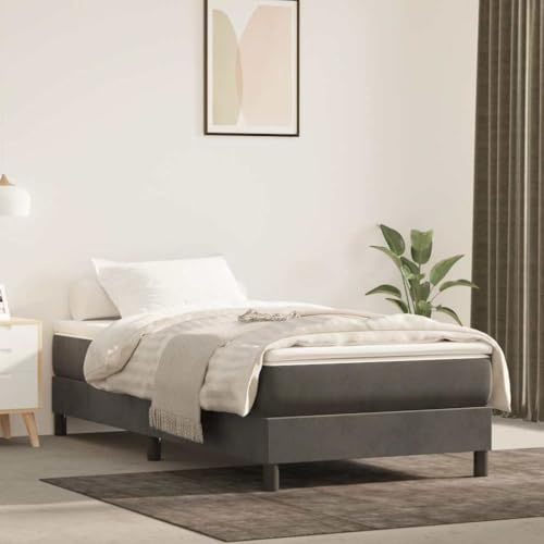 QUAHEAS Pocket Spring Mattress, Medium Dark Grey, 90 x 210 x 20 cm, Velvet with Breathable Cover, Ergonomic, Reversible, for Bedroom, Spring, Cold Foam, Upholstery, Topper, Folding Mattress
