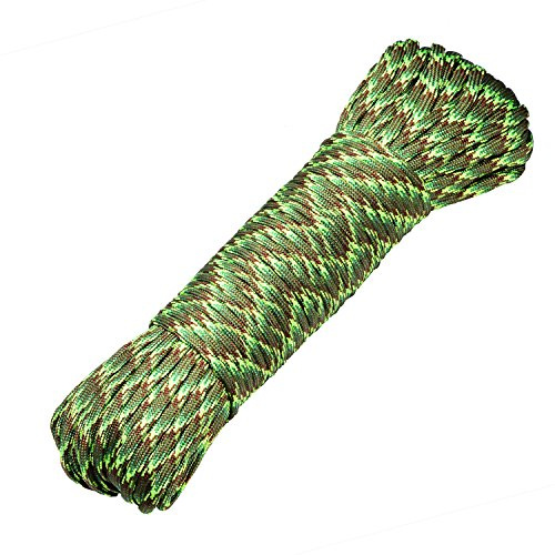 DonDon 30 meter långt tygband nylonsnöre paracord-rep överlevnadsrep för hantverk och campingaktiviteter utomhus 4 mm - 7 snören olivgrön-ljusgrön-brun