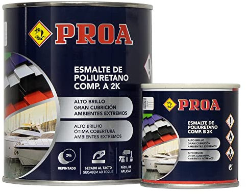 ESMALTE POLIURETANO DOS COMPONENTES BRILLANTE. Negro Ral 9005. 750ML+100ML. Excelente adherencia para pintar sobre hierro, fibra, cristal.