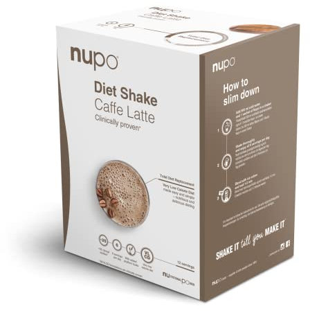 NUPO Diet Shake Café Latte – Shakes diététiques de qualité supérieure pour la gestion du poids I Shake de remplacement de repas cliniquement prouvé pour le contrôle du poids I 12 portions I Sans OGM