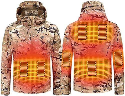 ZLYJ Veste Chauffante Camouflage pour Homme Femme avec Puissance Mobile, Manteau Chauffant Electrique Chaud Chasse Randonnée A,XXL