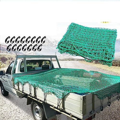 sigaer Safety Net Cargo Net For Pickup Truck, Truck Cargo Netting And Roof Rack Cargo Net Trailer Luggage Net Heavy Duty Tie-Down Mesh(Color : Green, Size : 2.5x3.5m)