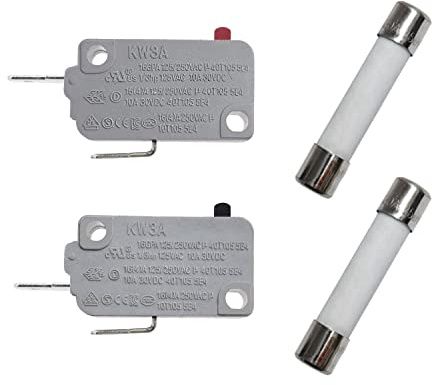YOLISTIC (Pack of 4) Microwave Oven Door Switch & 20 Amp 250V Fuse Slow-Blow Time Delay Ceramic Fuses 6x30mm Compatible and Universal Replacement for Microwaves