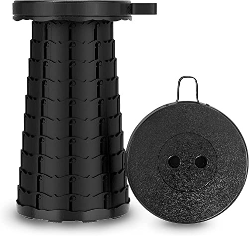 SOUTH AREA - Taburete Telescópico Alto Plegable | Carga Máxima 220 Kg, Silla Portátil para Camping | Banco de Trabajo Plegable, Negro, 45 cm, Plástico