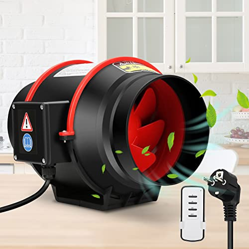 SWANEW Ventilador de alcantarillado de humo de 150 mm con mando a distancia y enchufe EU - 2 velocidades - Ventilador de extracción en línea - 540 m³/h - Ventilador de alcantarillado para baño,