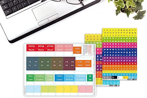 weekview Tabs - Griffregister für Kalender, Organizer und Planer | Farbig markierte Registerkarten | Perfekte Übersicht & Organisation | Ideal für Büro, Schule und Zuhause