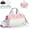 Hnyoou Large Gym Bag Duffle Bag, Sports Bag Travel Bags for Women Men with Shoes Compartment and Waterproof Wet Pockets, Sports Bags for Sport Traveling Swimming Yoga Hiking Camping, Pink