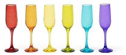 Excelsa Varadero Lot de 6 flûtes multicolores, verre soufflé pulvérisé, capacité 250 ml.