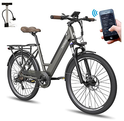 Fafrees F26 Pro ebike 14.5Ah Akku, Elektrofahrrad 250W 26 Zoll, City e-Bike 25km/h, e Bike Herren Damen, E-Fahrrad Support Mobile APP, Reichweite bis zu 55-110Km, Grau
