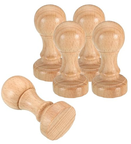 PATIKIL 30mm Stempel Holzrundgriff, 5er Pack Holzknöpfe Stempelhalter für Stempelherstellung DIY Basteln Scrapbooking, Braun