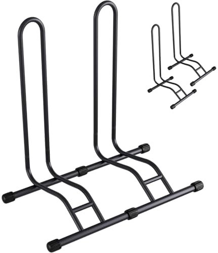 TLGREEN Fahrradständer Boden 2 Stück,Abnehmbar Fahrräder,Fahrrad Ständer,Reifenbreite bis 80mm,20-28 Zoll,Hinterrad Fahrradhalter,Radständer für Mountainbike Rennrad MTB,Stabil,Schwarz