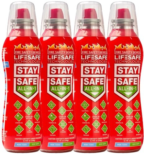 StaySafe All-in-1 Portable Fire Extinguishing Spray By LifeSafe Technologies | Compact Fire Extinguisher For 10 Types of Fires | Non-Toxic, Non-Hazardous & Eco-Friendly