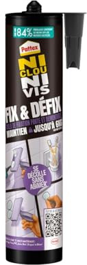 Pattex | Colle Ni Clou Ni Vis Fix & Défix (cartouche de 308 g) – Colle de fixation forte et démontable avec maintien jusqu'à 6 kg – Se décolle sans abîmer et résiste à l'eau