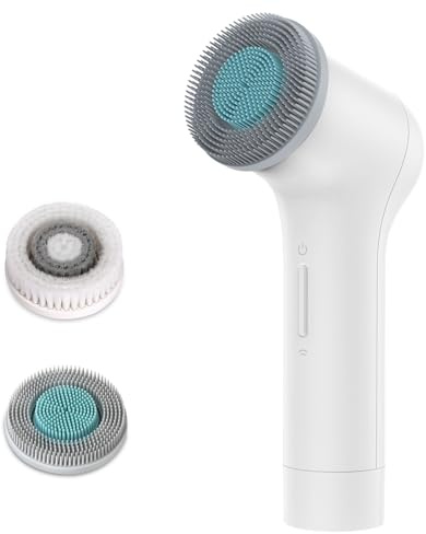 MYCARBON Brosse Nettoyante Visage Electrique IPX7 Etanche Microcirculation Bidirectionnelle Brosse Rotative Visage Rechargeable pour Nettoyage en Profondeur/Exfoliation/Massage/Soins Peau, Blanc