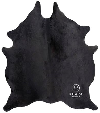 Khara Home Premium 100% Genuine Cowhide Rug (5-7 Ft) Hand-Picked Natural Black Angus Leather Area Rug, Cozy, Unique, and Durable – from Argentina