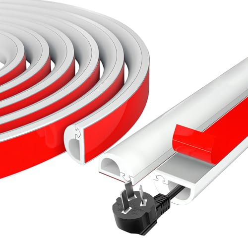 Kabelkanal Selbstklebend Mini Kabelkanal Flexibles PVC Kabelabdeckung Boden Geeignet für Wohnungen Büros Schulen Lagerhallen Zum Schutz Von Kabeln Auf Dem Boden,Weiß 14 Mm X 10 Mm 1 Meter