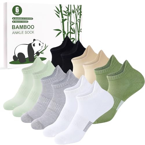 inaWarm Bambus Sneaker Socken Damen 39-42 35-38, 6 Paar Atmungsaktive Sportsocken, Kurze Laufsocken Damen Geschenk mit Geschenkbox 39-42 Mehrfarbig