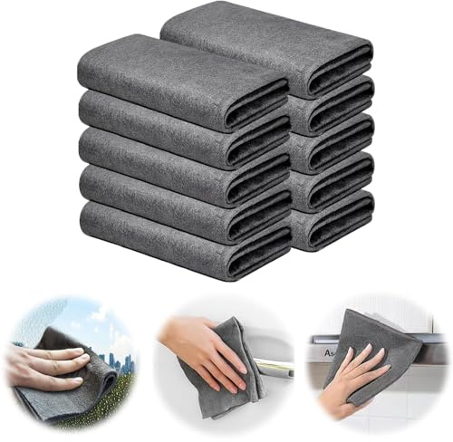 flintronic Paño de Limpieza Mágico, 10PCS Bayetas Microfibra para Cristales sin Pelusa, 30 * 40CM, Bayetas de Limpieza de Microfibra sin Rayas Reutilizables para Limpiar Cristales para Ventana, Coche