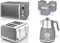 SWAN Retro Grey 1.5L 3KW Temperature Dial Kettle, 4 Slice Toaster, 800W 20L Microwave & Tea, Coffee & Sugar Canisters. Matching Retro Design Kitchen Set of 6 in Grey