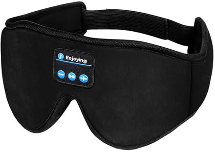 IndoTeam Mascherina per dormire Bluetooth, cuffie per dormire, maschera per gli occhi con maschera per occhi profonda 3D, mascherina Bluetooth con dente blu, mascherina per dormire musica oscurante